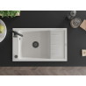 Mexen Elias évier en granit à 1 bac avec égouttoir 795 x 480 mm, blanc, siphon noir - 6511791005-20-B