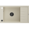 Mexen Elias évier en granit 1 bac avec égouttoir 795 x 480 mm, beige, siphon noir - 6511791005-69-B