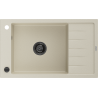 Mexen Elias évier en granit à 1 bac avec égouttoir 795 x 480 mm, beige, siphon noir - 6511791005-69-B