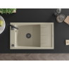 Mexen Elias évier en granit à 1 bac avec égouttoir 795 x 480 mm, beige, siphon noir - 6511791005-69-B
