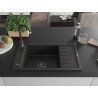 Mexen Elias évier en granit 1 bac avec égouttoir 795 x 480 mm, noir/or métallique, siphon noir - 6511791005-75-B