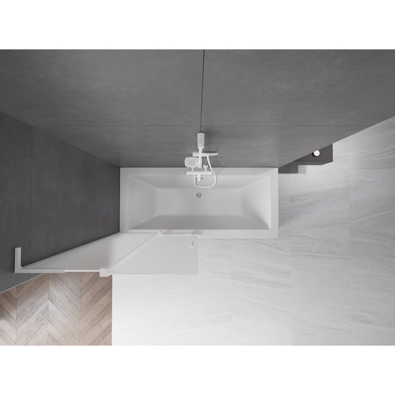 Mexen Velar L paroi de baignoire 2 volets coulissants 95 x 150 cm, givré, blanc - 896-095-003-31-20