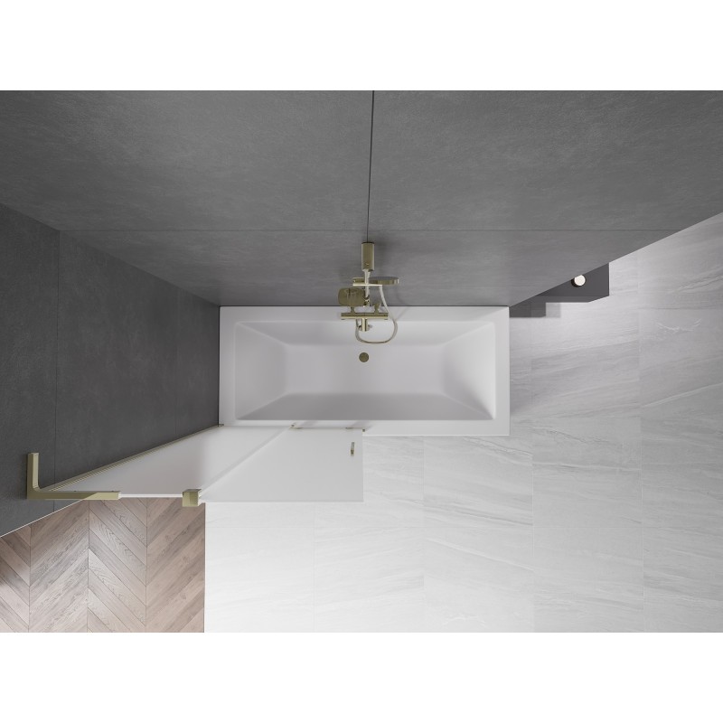 Mexen Velar L paroi de baignoire à 2 portes coulissantes 90 x 150 cm, givrée, dorée - 896-090-003-31-50
