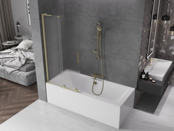 Mexen Velar L paroi de baignoire coulissante à 2 volets 95 x 150 cm, givre, doré brossé - 896-095-003-31-55