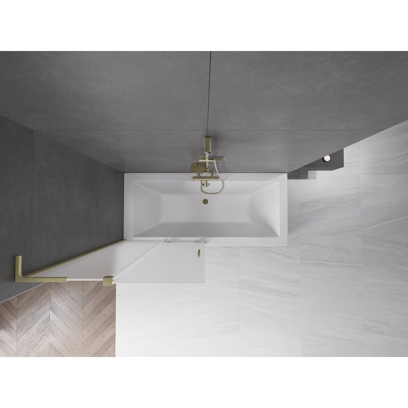 Mexen Velar L paroi de baignoire 2 volets coulissants 90 x 150 cm, givré, or brossé - 896-090-003-31-55
