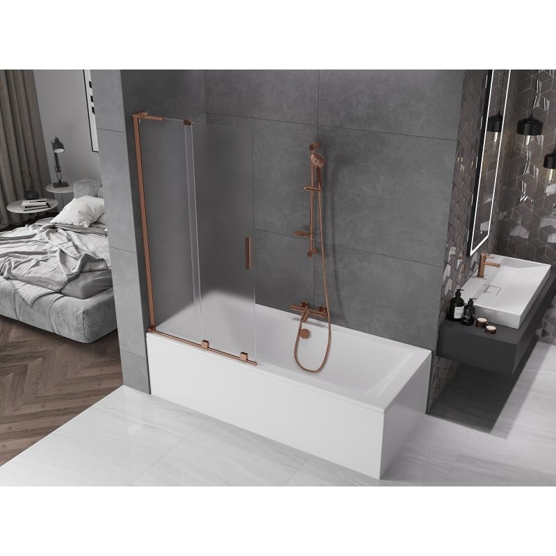 Mexen Velar L pare-douche à 2 vantaux coulissants 90 x 150 cm, givré, or rose - 896-090-003-31-60