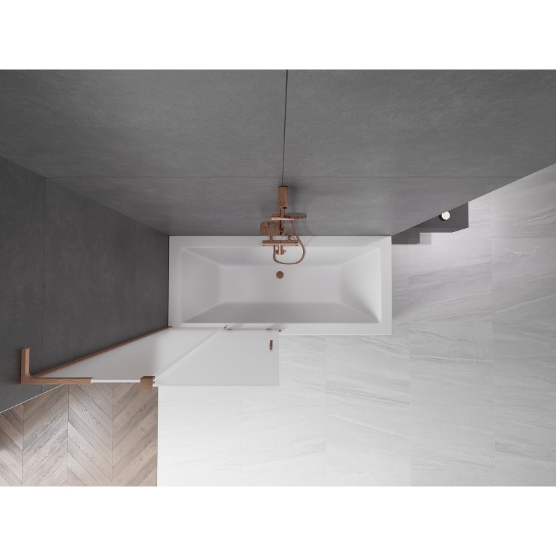 Mexen Velar L paroi de baignoire coulissante à 2 battants 90 x 150 cm, givrée, cuivre brossé - 896-090-003-31-65