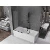 Mexen Velar L paroi de baignoire 2 volets coulissants 90 x 150 cm, givré, noir - 896-090-003-31-70