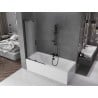 Mexen Velar L paroi de baignoire 2 volets coulissants 90 x 150 cm, givré, noir - 896-090-003-31-70