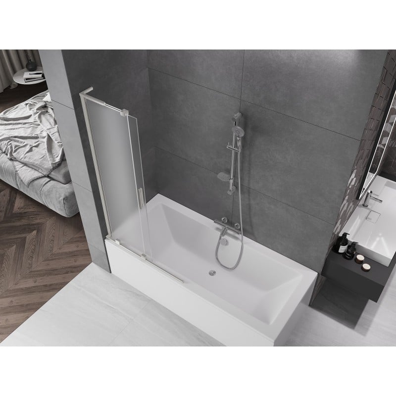 Mexen Velar L paroi de baignoire à 2 volets coulissants 90 x 150 cm, givré, nickel brossé - 896-090-003-31-97
