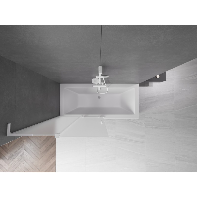Mexen Velar L paroi de baignoire coulissante à 2 panneaux 100 x 150 cm, givrée, blanche - 896-100-003-31-20