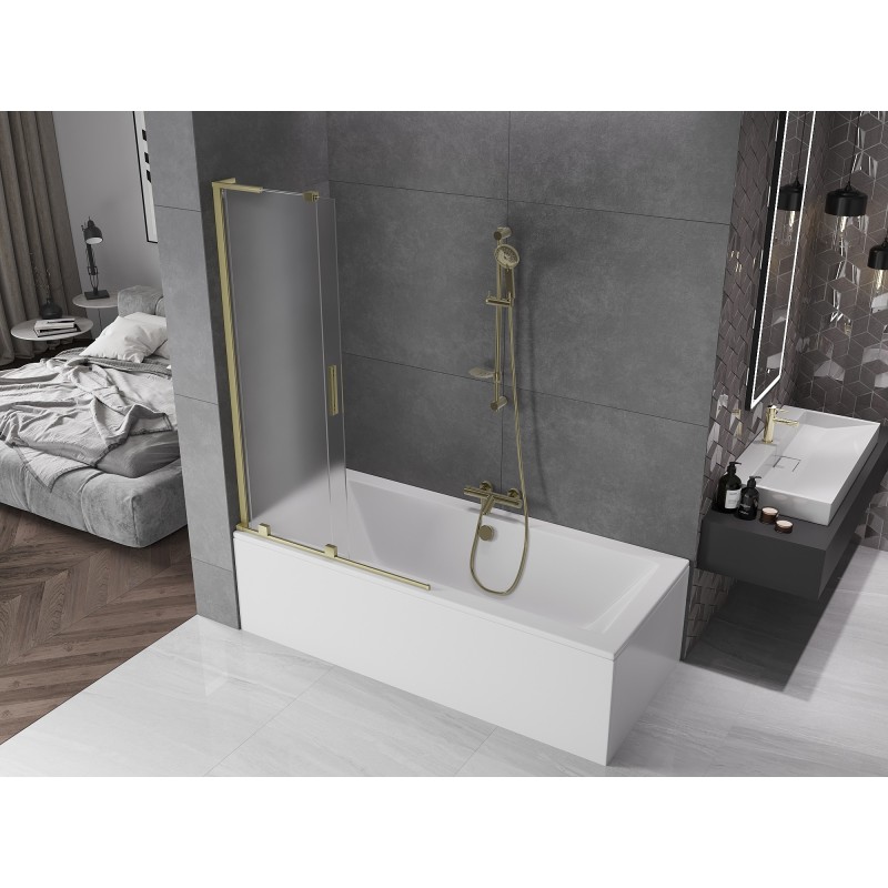 Mexen Velar L pare-douche à 2 panneaux coulissants 100 x 150 cm, givré, doré brossé - 896-100-003-31-55
