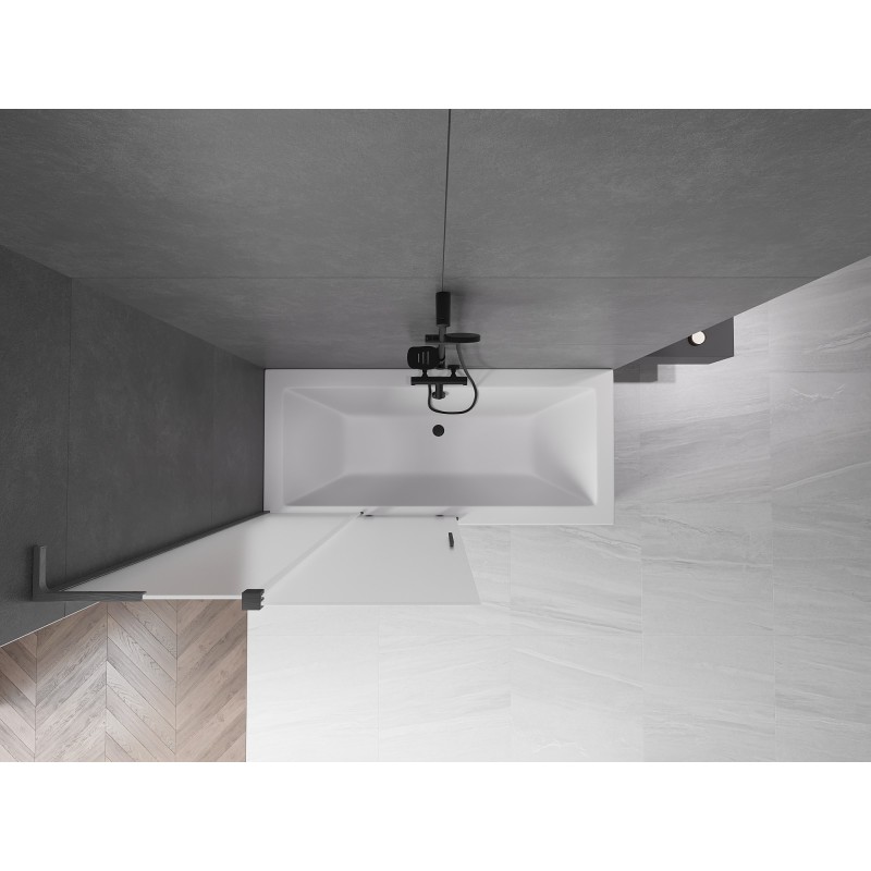 Mexen Velar L paroi de baignoire coulissante à 2 panneaux 100 x 150 cm, givrée, gris canon brossé - 896-100-003-31-66