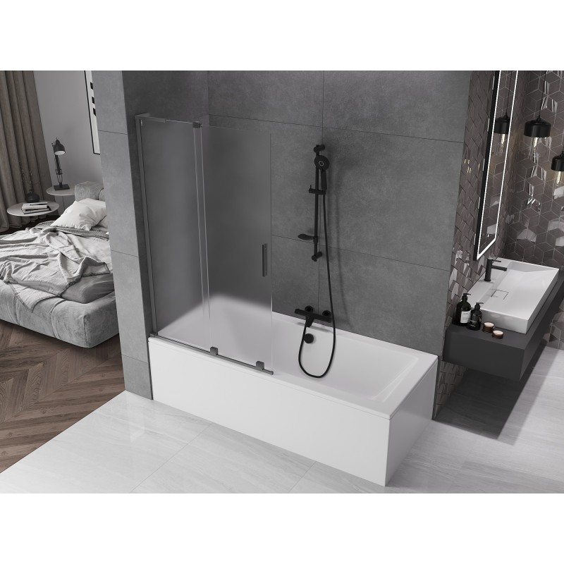 Mexen Velar L paravent de douche à deux battants coulissants 100 x 150 cm, givré, métal gris - 896-100-003-31-95