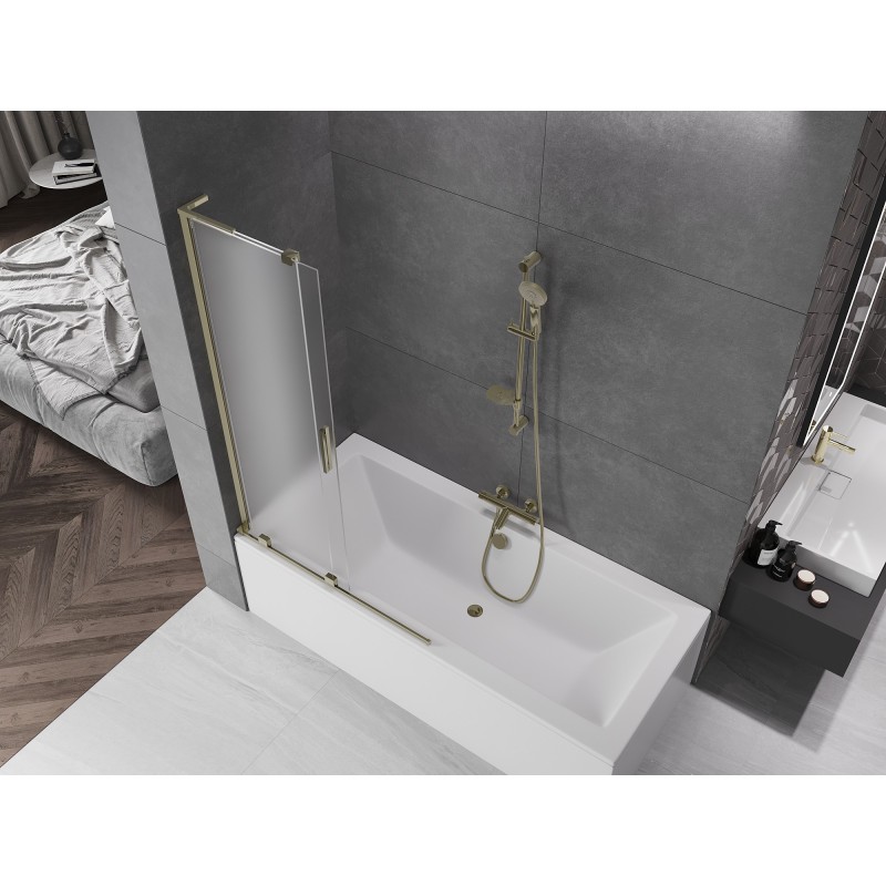 Mexen Velar L paroi de baignoire 2 volets coulissants 110 x 150 cm, givre, doré - 896-110-003-31-50