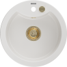 Mexen Diego évier granit 1 bac 488 x 480 mm, blanc, siphon doré - 6512481000-20-G