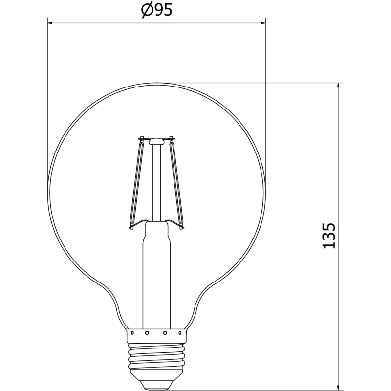 Mexen Vintis Ampoule filament LED E27, G95, 2W, Chaude - 2200K, 150 lm, fumée - L157-E27-0222-70