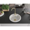 Mexen Diego évier en granit 1 bac 488 x 480 mm, blanc, siphon doré - 6512481000-20-G