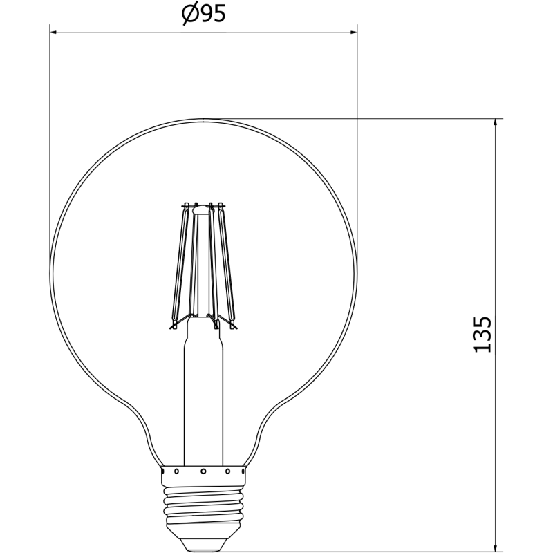 Mexen Vintis Ampoule filament LED E27, G95, 4W, Chaude - 2200K, 280 lm, fumé - L157-E27-0422-70