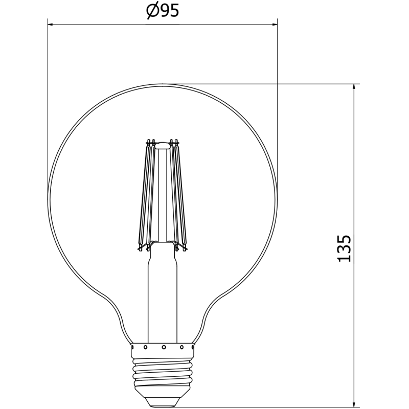 Mexen Vintis Ampoule filament LED E27, G95, 8W, Chaude - 2200K, 750 lm, ambre - L157-E27-0822-50