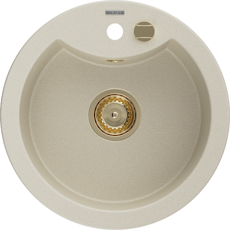 Mexen Diego évier en granit 1 bac 488 x 480 mm, beige, siphon doré - 6512481000-69-G