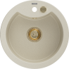 Mexen Diego évier en granit 1 bac 488 x 480 mm, beige, siphon doré - 6512481000-69-G