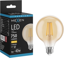 Mexen Vintis Ampoule à filament LED E27, G95, 8W, Chaude - 2700K, 750 lm, ambre - L157-E27-0827-50