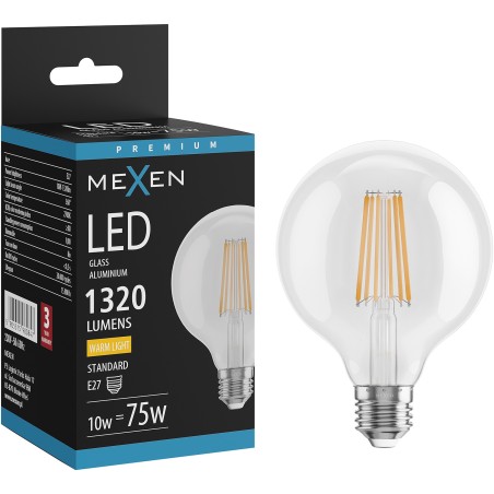 Mexen Vintis Ampoule filament LED E27, G95, 10W, Chaude - 2700K, 1320 lm, claire - L157-E27-1027-00