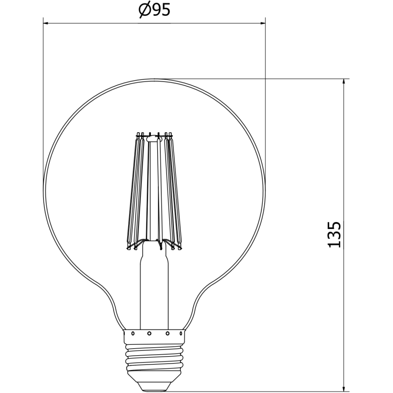 Mexen Vintis Ampoule à filament LED E27, G95, 10W, Neutre - 4000K, 1320 lm, transparent - L157-E27-1040-00