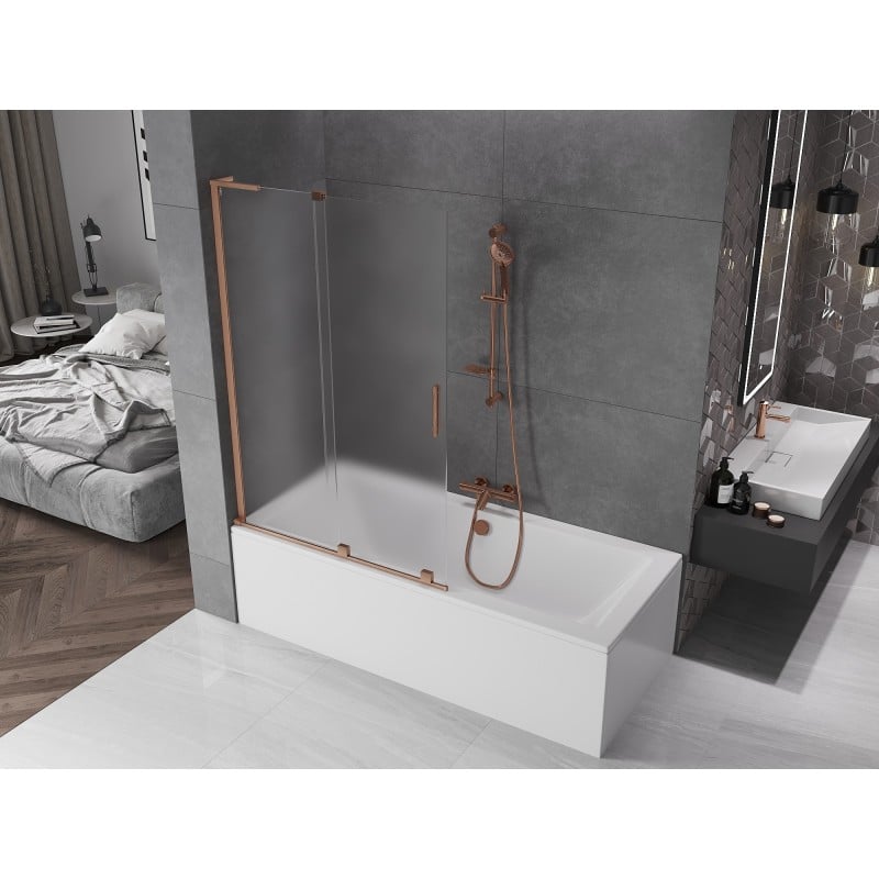 Mexen Velar L paroi de douche pliante 2 volets 110 x 150 cm, givrée, cuivre brossé - 896-110-003-31-65