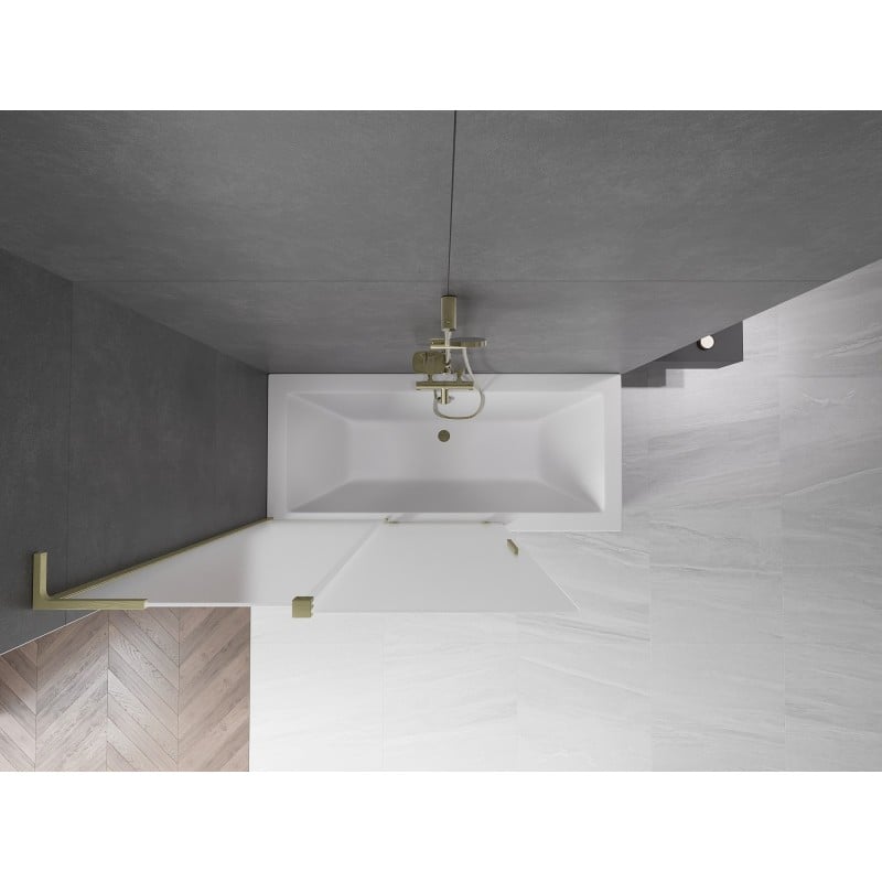 Mexen Velar L paroi de baignoire à 2 volets coulissants 120 x 150 cm, givré, doré brossé - 896-120-003-31-55