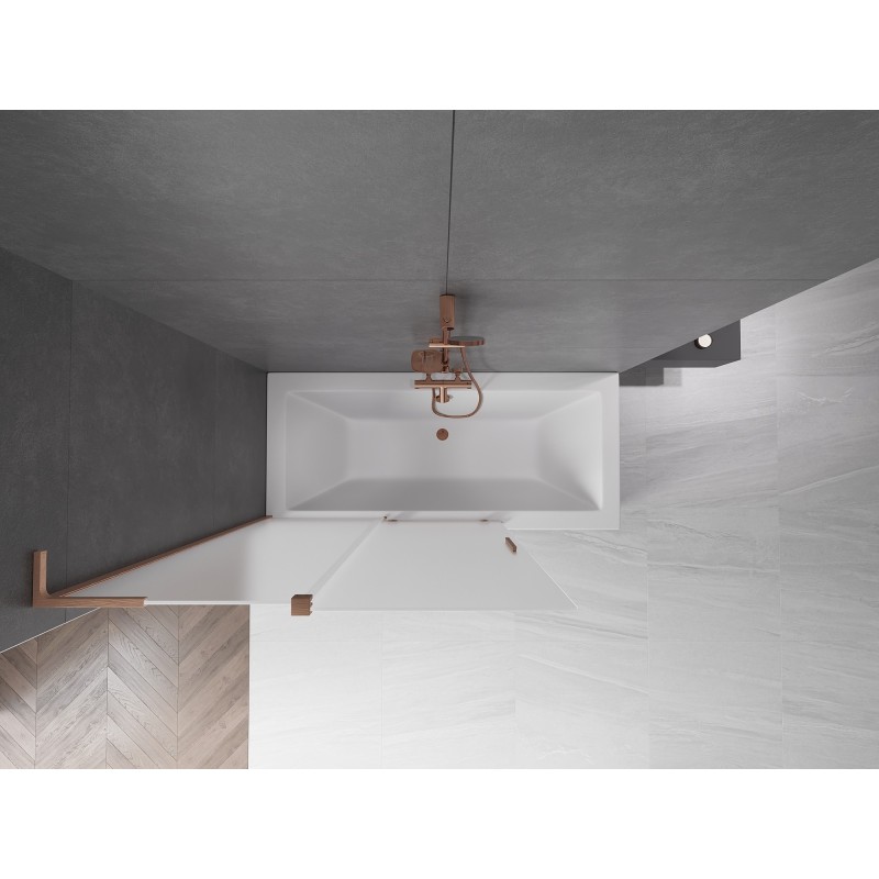 Mexen Velar L paroi de baignoire 2 vantaux coulissante 120 x 150 cm, givre, cuivre brossé - 896-120-003-31-65