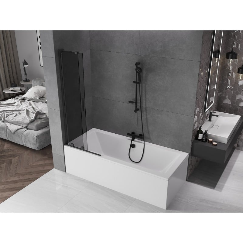 Mexen Velar L paroi de baignoire coulissante à 2 panneaux 75 x 150 cm, graphite, noir - 896-075-003-41-70
