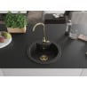 Mexen Diego évier en granit 1 bac 488 x 480 mm, noir/doré métallisé, siphon doré - 6512481000-75-G