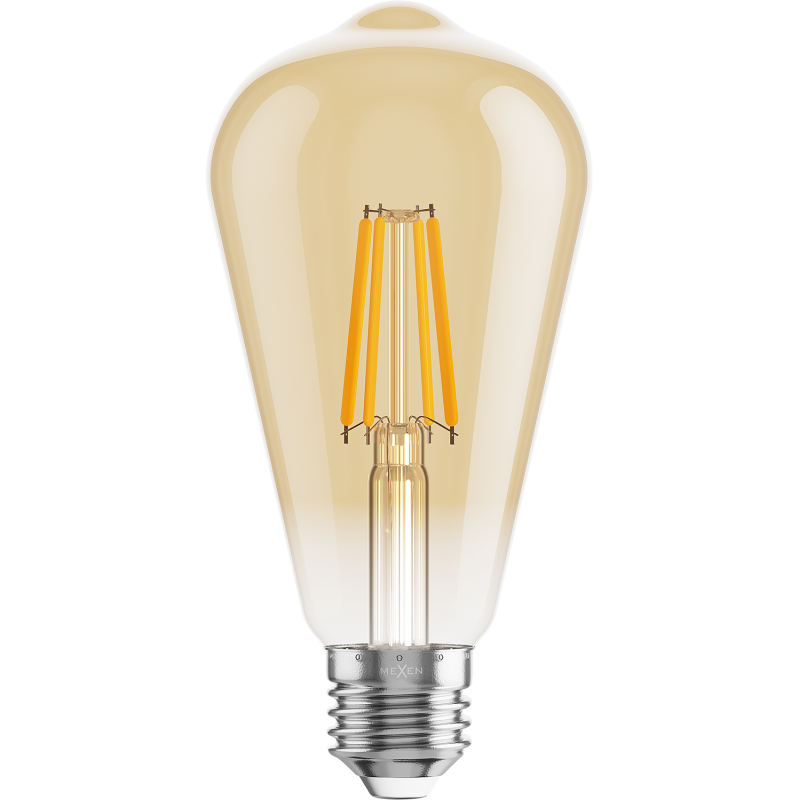 Mexen Vintis Ampoule à filament LED E27, ST64, 6W, Chaude - 2200K, 600 lm, ambre - L152-E27-0622-50