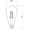 Mexen Vintis Ampoule à filament LED E27, ST64, 6W, Chaude - 2200K, 450 lm, fumée - L152-E27-0622-70