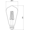 Mexen Vintis Ampoule filament LED E27, ST64, 8W, Chaude - 2200K, 1055 lm, clair - L152-E27-0822-00