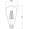Mexen Vintis Ampoule LED à filament E27, ST64, 8W, Chaude - 2200K, 750 lm, ambre - L152-E27-0822-50
