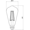Mexen Vintis Ampoule filament LED E27, ST64, 10W, Chaude - 2200K, 780 lm, fumée - L152-E27-1022-70