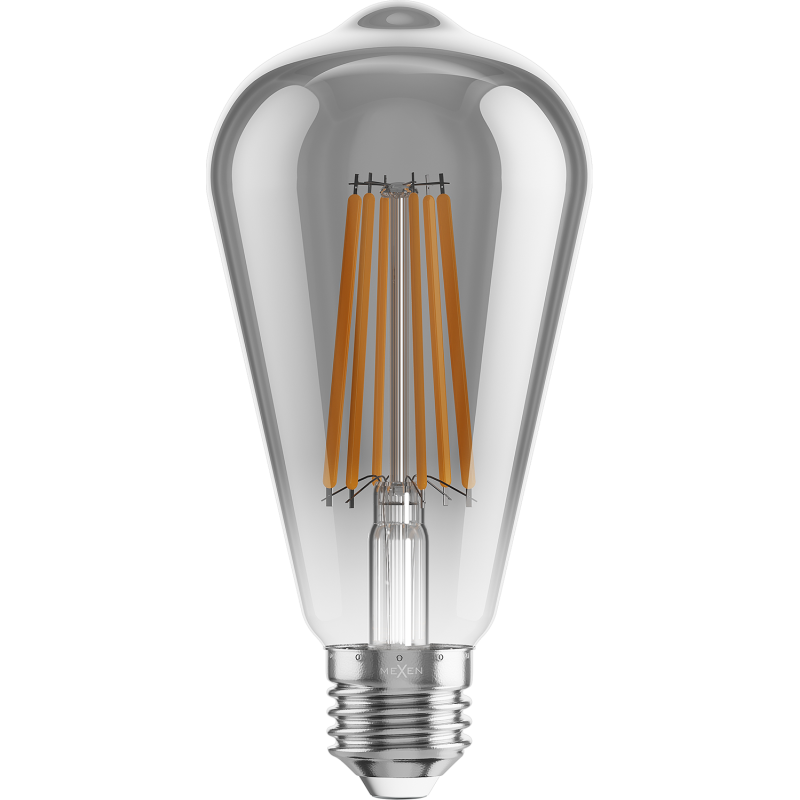 Mexen Vintis Ampoule à filament LED E27, ST64, 10W, Chaude - 2700K, 780 lm, fumée - L152-E27-1027-70