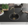 Mexen Diego évier de cuisine en granit à 1 bac 488 x 480 mm, noir moucheté, siphon doré - 6512481000-76-G