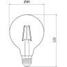 Mexen Vintis Ampoule à filament LED E27, G80, 2W, Chaude - 2200K, 180 lm, ambre - L155-E27-0222-50