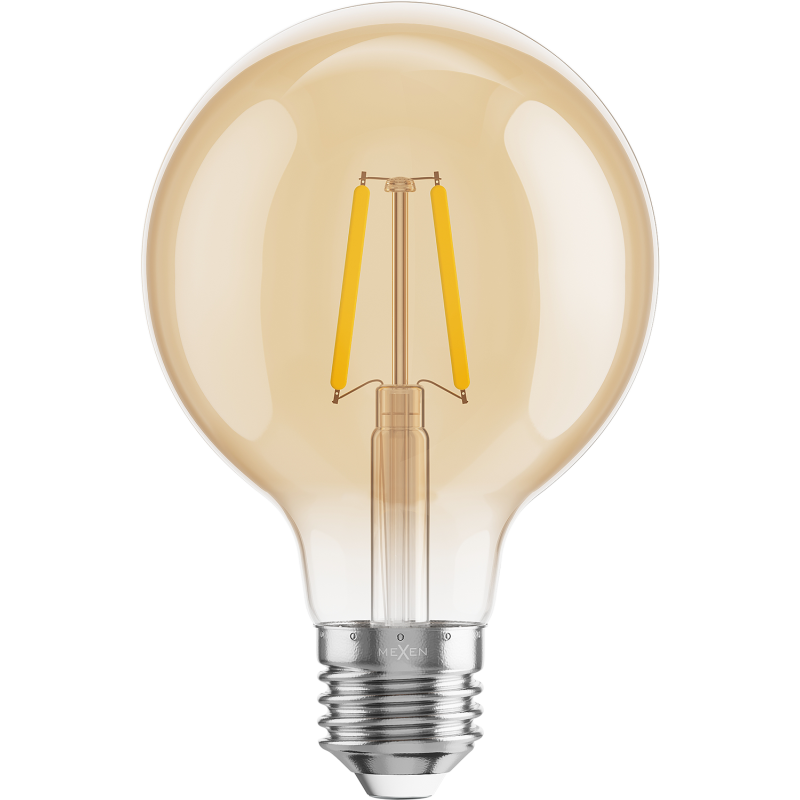 Mexen Vintis Ampoule à filament LED E27, G80, 2W, Chaude - 2200K, 180 lm, ambre - L155-E27-0222-50