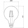 Mexen Vintis Ampoule filament LED E27, G80, 2W, Chaude - 2200K, 150 lm, fumée - L155-E27-0222-70