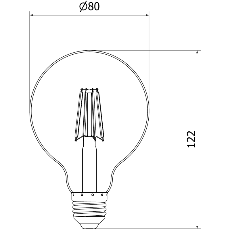 Mexen Vintis Ampoule LED filament E27, G80, 4W, Chaude - 2200K, 400 lm, ambre - L155-E27-0422-50