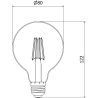 Mexen Vintis Ampoule à filament LED E27, G80, 6W, Chaude - 2200K, 600 lm, ambre - L155-E27-0622-50