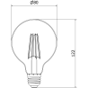 Mexen Vintis Ampoule filament LED E27, G80, 8W, Chaude - 2200K, 750 lm, ambre - L155-E27-0822-50