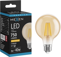 Mexen Vintis Ampoule filament LED E27, G80, 8W, Chaude - 2200K, 750 lm, ambre - L155-E27-0822-50