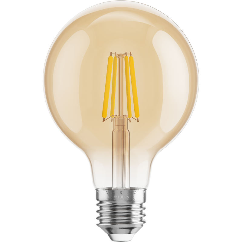Mexen Vintis Ampoule à filament LED E27, G80, 4W, Chaud - 2700K, 400 lm, ambre - L155-E27-0427-50