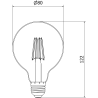 Mexen Vintis Ampoule LED à filament E27, G80, 6W, Chaude - 2200K, 450 lm, fumée - L155-E27-0622-70